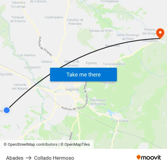 Abades to Collado Hermoso map