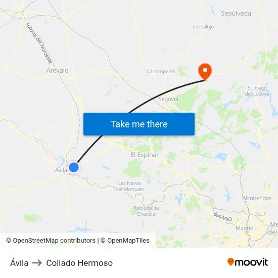 Ávila to Collado Hermoso map