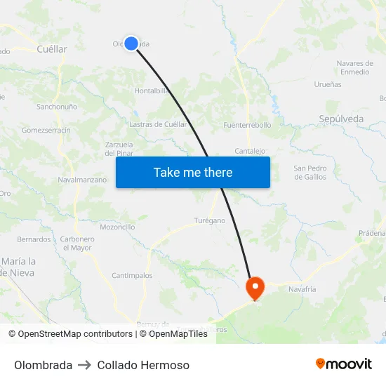 Olombrada to Collado Hermoso map