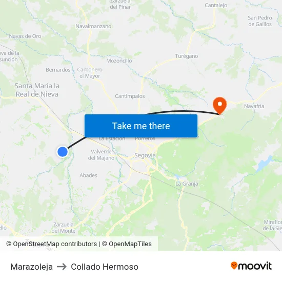 Marazoleja to Collado Hermoso map