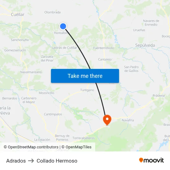 Adrados to Collado Hermoso map