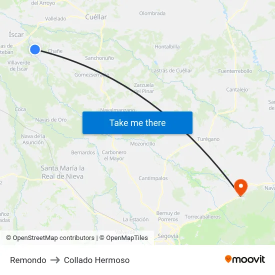 Remondo to Collado Hermoso map