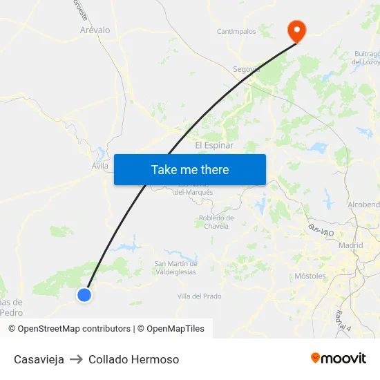 Casavieja to Collado Hermoso map