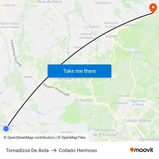 Tornadizos De Ávila to Collado Hermoso map