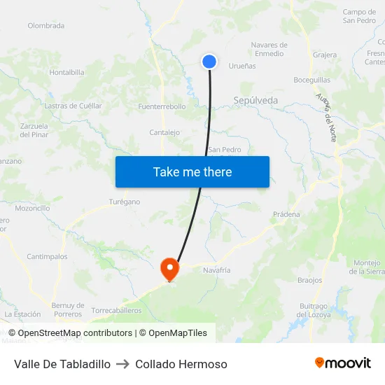 Valle De Tabladillo to Collado Hermoso map