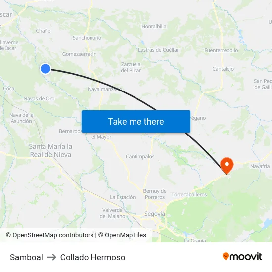 Samboal to Collado Hermoso map