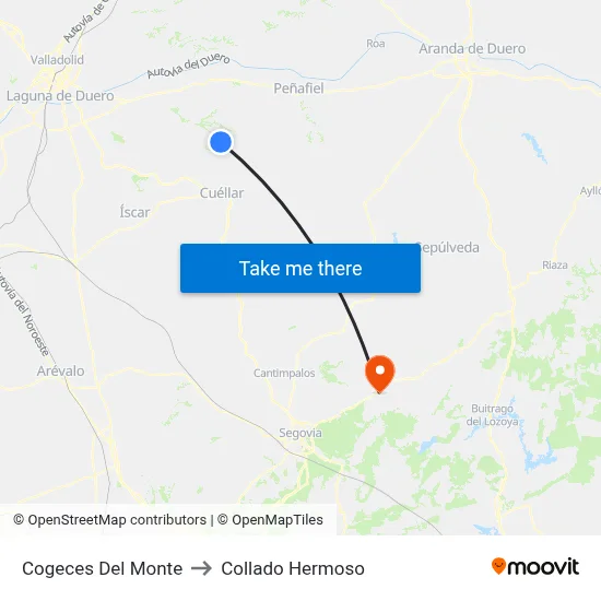 Cogeces Del Monte to Collado Hermoso map