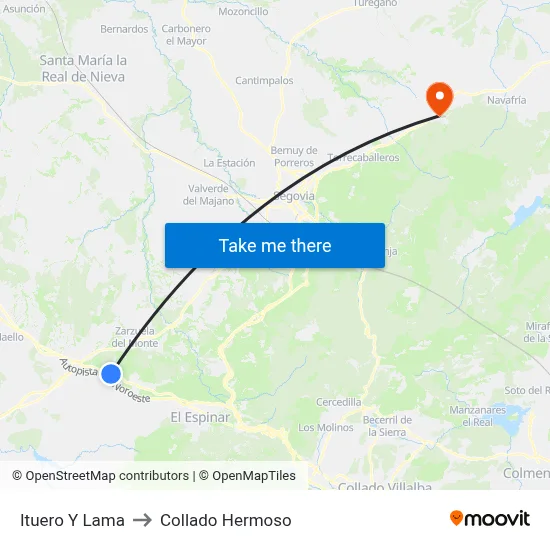 Ituero Y Lama to Collado Hermoso map