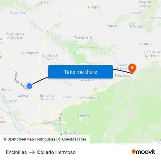 Encinillas to Collado Hermoso map