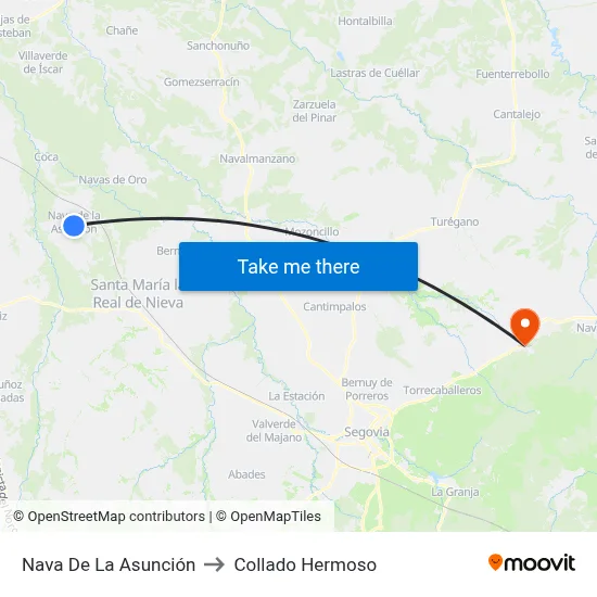 Nava De La Asunción to Collado Hermoso map