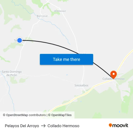 Pelayos Del Arroyo to Collado Hermoso map