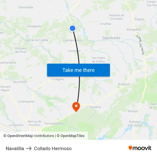 Navalilla to Collado Hermoso map