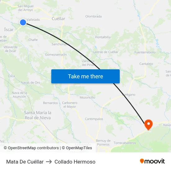 Mata De Cuéllar to Collado Hermoso map