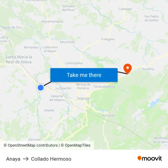 Anaya to Collado Hermoso map