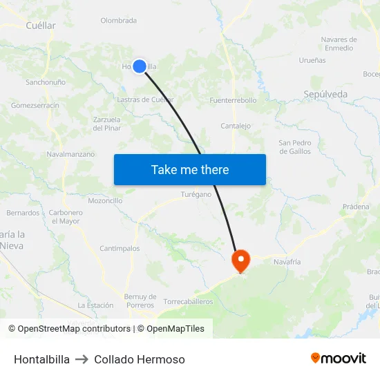 Hontalbilla to Collado Hermoso map