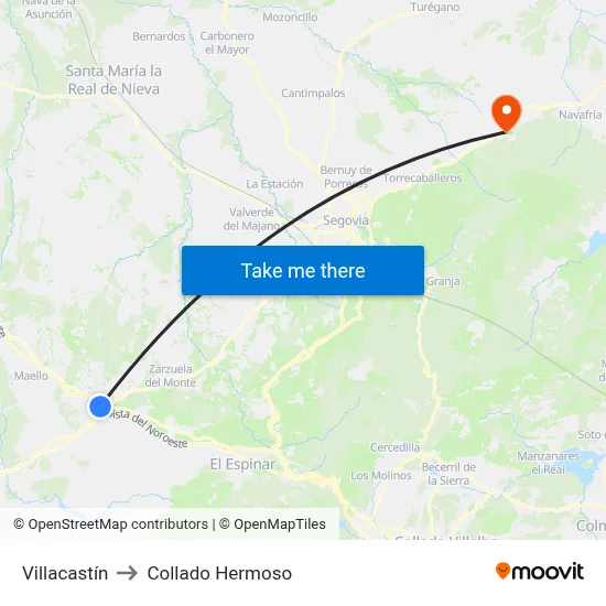 Villacastín to Collado Hermoso map