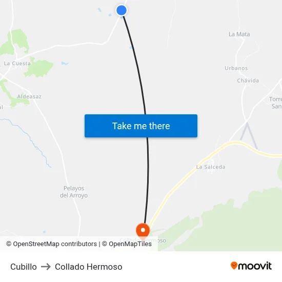 Cubillo to Collado Hermoso map