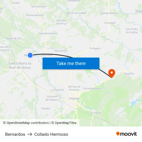 Bernardos to Collado Hermoso map