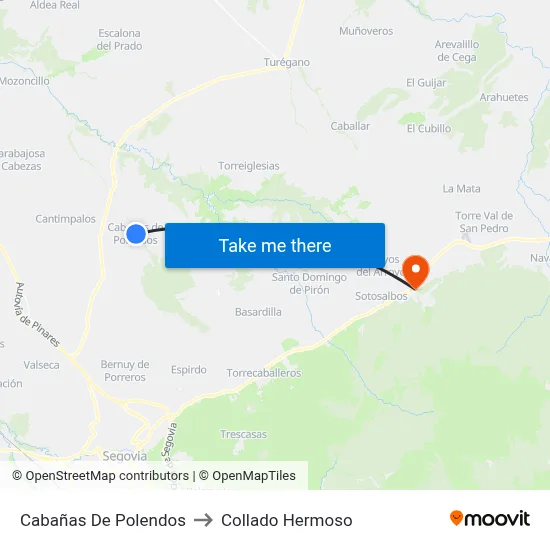 Cabañas De Polendos to Collado Hermoso map