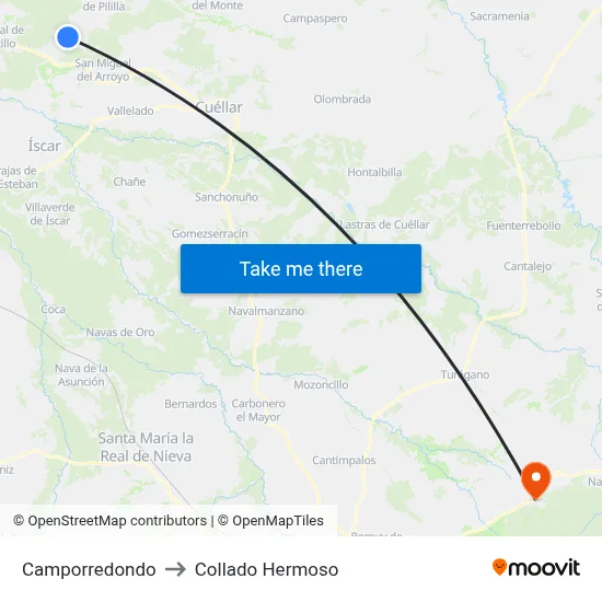 Camporredondo to Collado Hermoso map