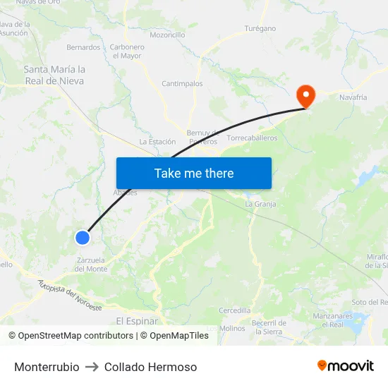 Monterrubio to Collado Hermoso map