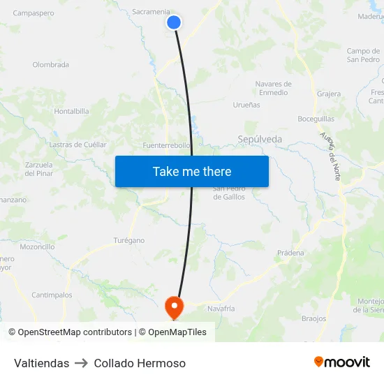 Valtiendas to Collado Hermoso map
