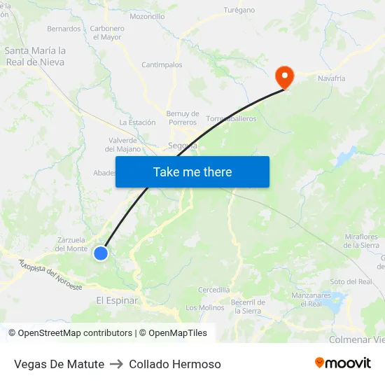 Vegas De Matute to Collado Hermoso map