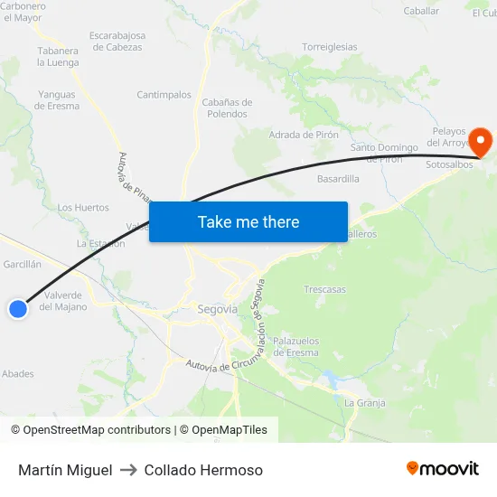 Martín Miguel to Collado Hermoso map
