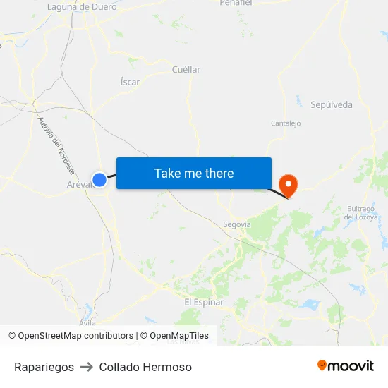Rapariegos to Collado Hermoso map