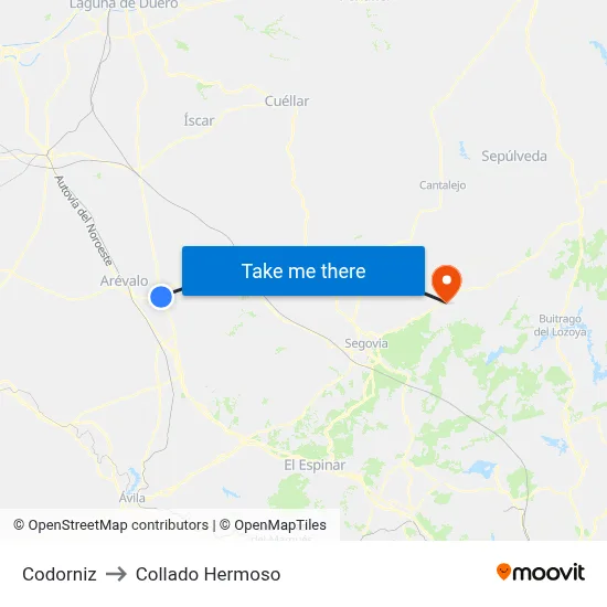 Codorniz to Collado Hermoso map