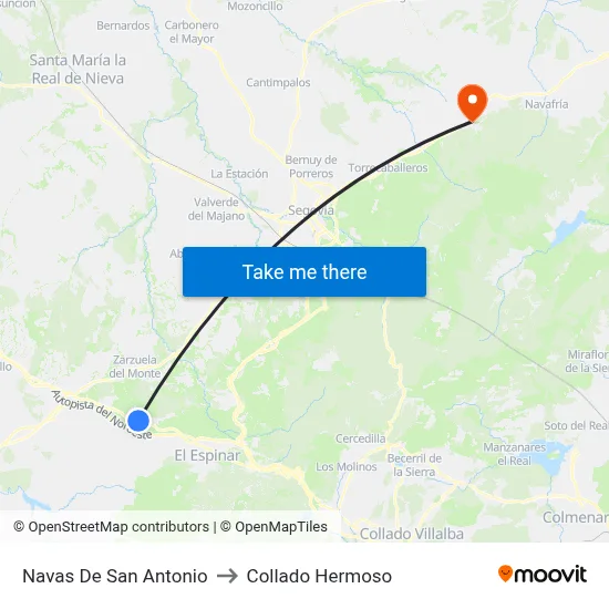 Navas De San Antonio to Collado Hermoso map