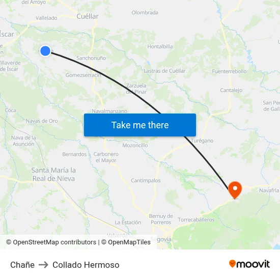 Chañe to Collado Hermoso map