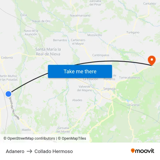 Adanero to Collado Hermoso map
