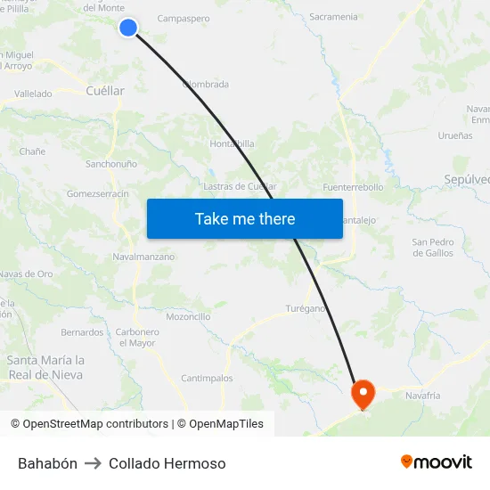 Bahabón to Collado Hermoso map