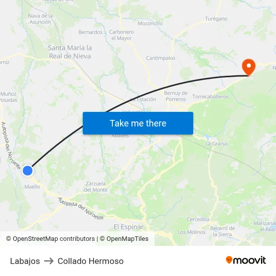 Labajos to Collado Hermoso map