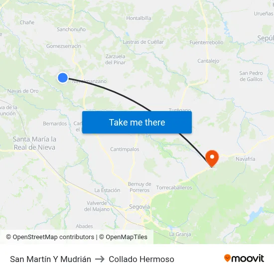 San Martín Y Mudrián to Collado Hermoso map