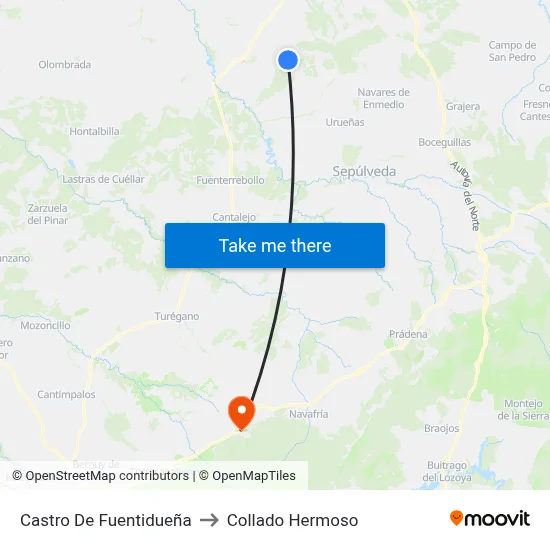 Castro De Fuentidueña to Collado Hermoso map