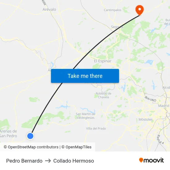 Pedro Bernardo to Collado Hermoso map