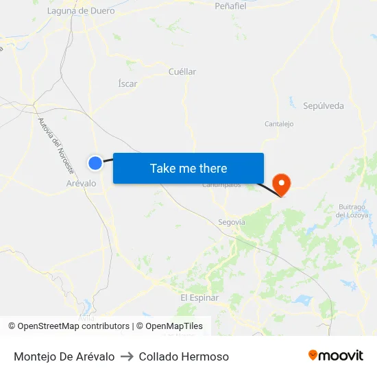 Montejo De Arévalo to Collado Hermoso map