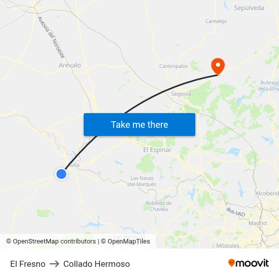 El Fresno to Collado Hermoso map
