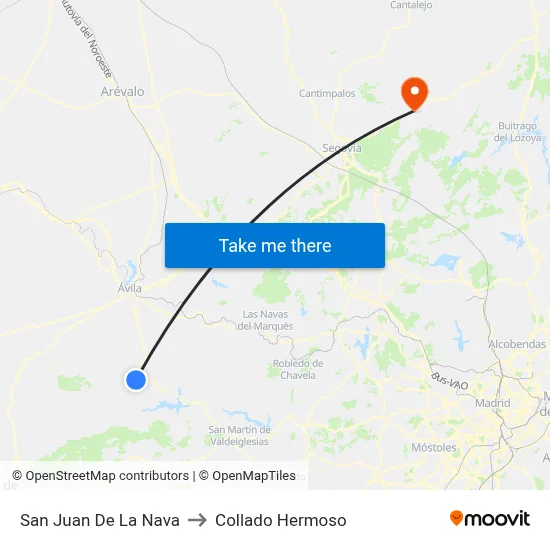 San Juan De La Nava to Collado Hermoso map