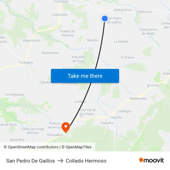 San Pedro De Gaíllos to Collado Hermoso map