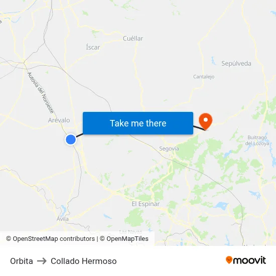 Orbita to Collado Hermoso map