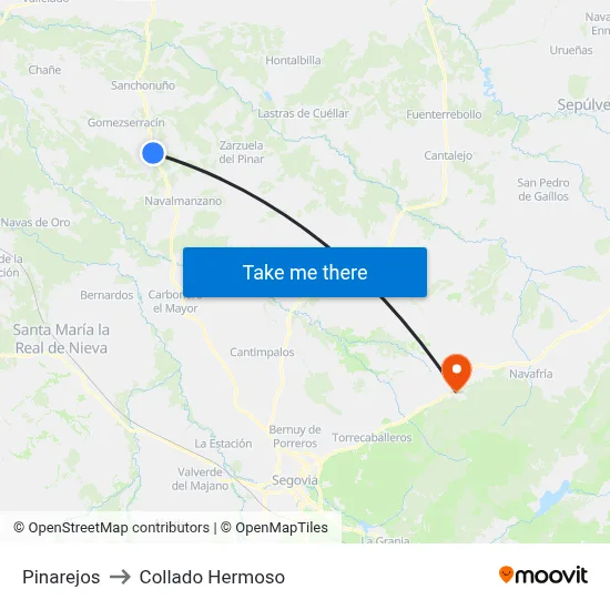 Pinarejos to Collado Hermoso map