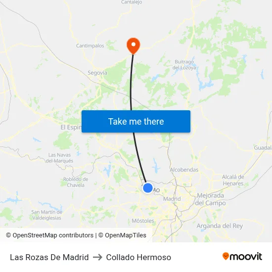 Las Rozas De Madrid to Collado Hermoso map