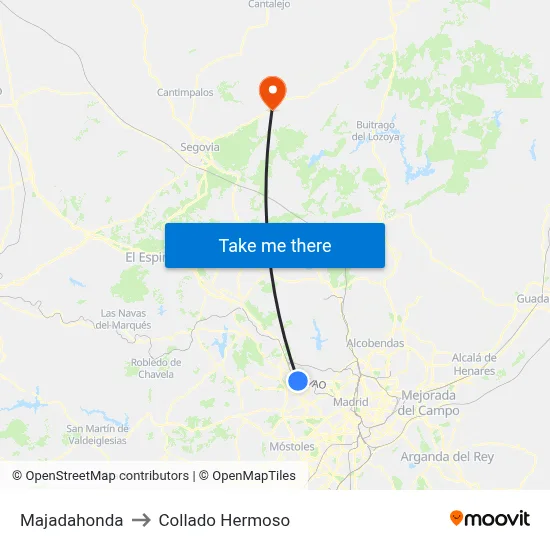 Majadahonda to Collado Hermoso map