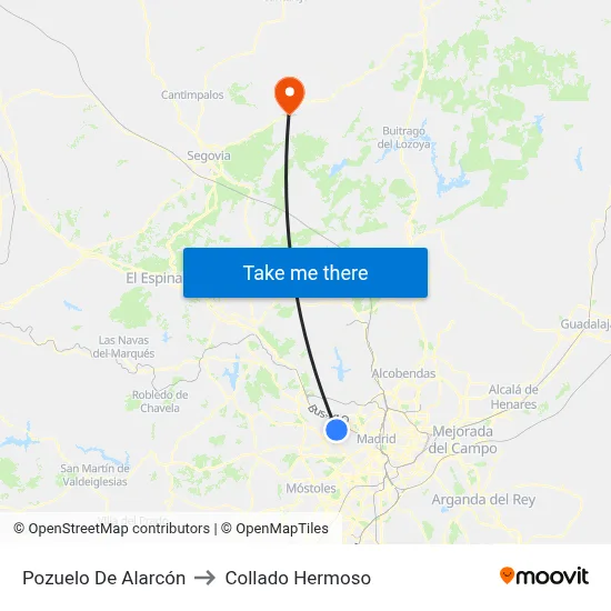 Pozuelo De Alarcón to Collado Hermoso map