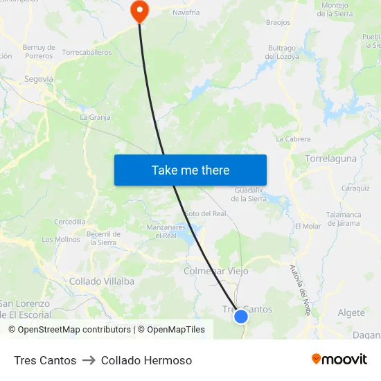 Tres Cantos to Collado Hermoso map