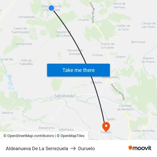 Aldeanueva De La Serrezuela to Duruelo map