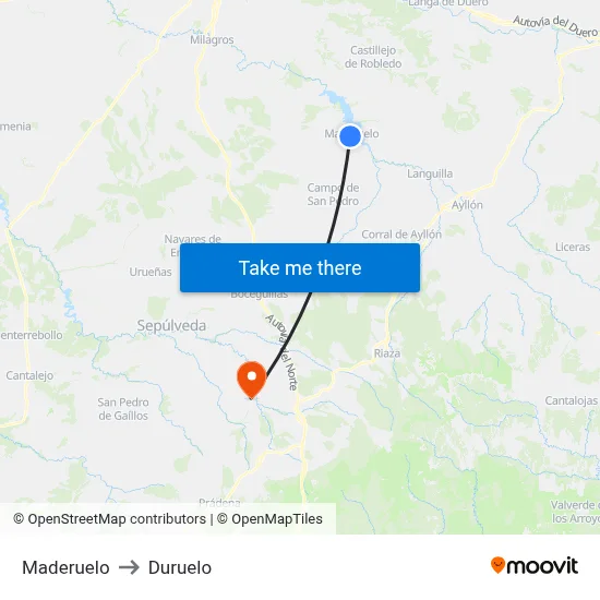 Maderuelo to Duruelo map